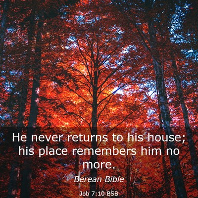 Picture 03 - Job 7:10 BSB - He never returns to his house; his place - Bible Verse Picture