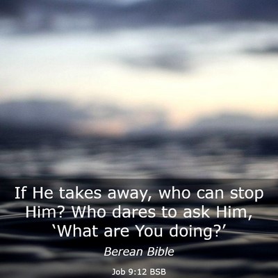 Picture 03 - Job 9:12 BSB - If He takes away, who can stop Him? Who dares to - Bible Verse Picture