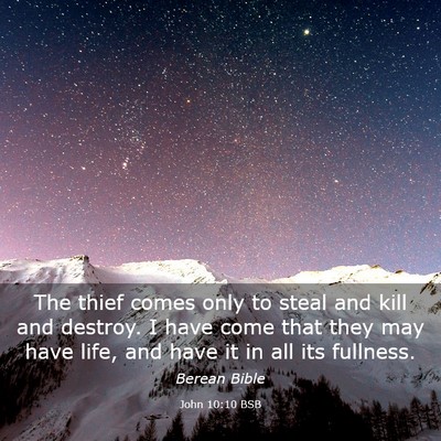 Picture 03 - John 10:10 BSB - The thief comes only to steal and kill and - Bible Verse Picture