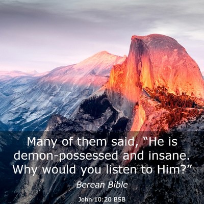Picture 03 - John 10:20 BSB - Many of them said, “He is demon-possessed and - Bible Verse Picture