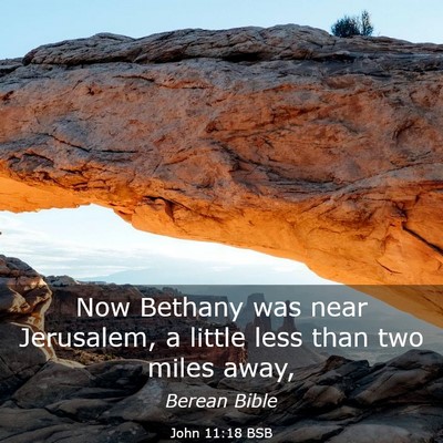 Picture 03 - John 11:18 BSB - Now Bethany was near Jerusalem, a little less - Bible Verse Picture