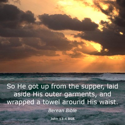 Picture 03 - John 13:4 BSB - So He got up from the supper, laid aside His - Bible Verse Picture