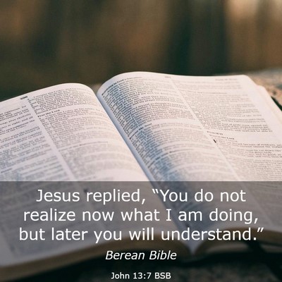 Picture 03 - John 13:7 BSB - Jesus replied, “You do not realize now what I - Bible Verse Picture