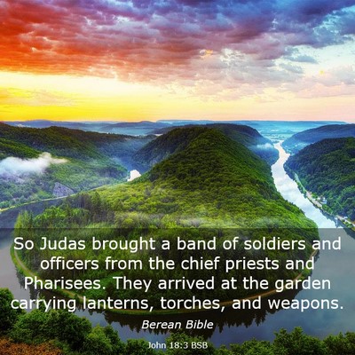 Picture 03 - John 18:3 BSB - So Judas brought a band of soldiers and officers - Bible Verse Picture