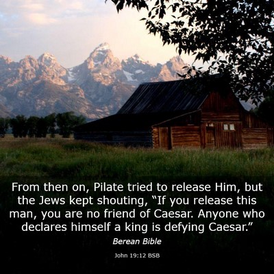 Picture 03 - John 19:12 BSB - From then on, Pilate tried to release Him, but - Bible Verse Picture