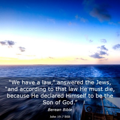 Picture 03 - John 19:7 BSB - “We have a law,” answered the Jews, “and - Bible Verse Picture