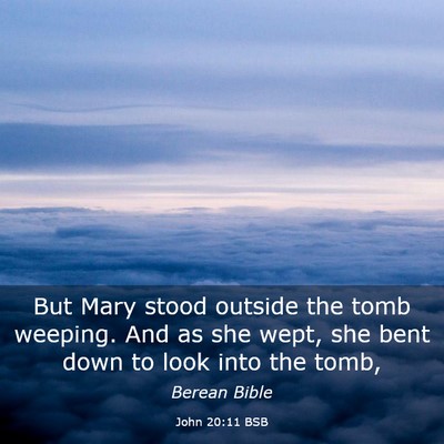 Picture 03 - John 20:11 BSB - But Mary stood outside the tomb weeping. And as - Bible Verse Picture