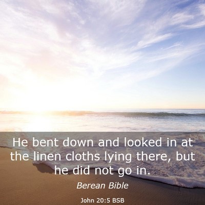 Picture 03 - John 20:5 BSB - He bent down and looked in at the linen cloths - Bible Verse Picture