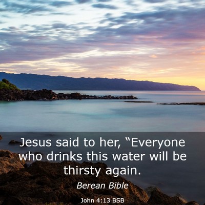 Picture 03 - John 4:13 BSB - Jesus said to her, “Everyone who drinks this - Bible Verse Picture