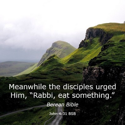 Picture 03 - John 4:31 BSB - Meanwhile the disciples urged Him, “Rabbi, eat - Bible Verse Picture