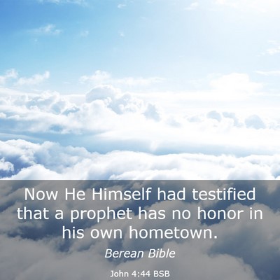 Picture 03 - John 4:44 BSB - Now He Himself had testified that a prophet has - Bible Verse Picture