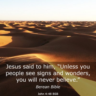 Picture 03 - John 4:48 BSB - Jesus said to him, “Unless you people see signs - Bible Verse Picture