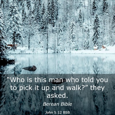 Picture 03 - John 5:12 BSB - “Who is this man who told you to pick it up and - Bible Verse Picture