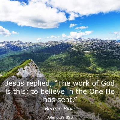 Picture 03 - John 6:29 BSB - Jesus replied, “The work of God is this: to - Bible Verse Picture
