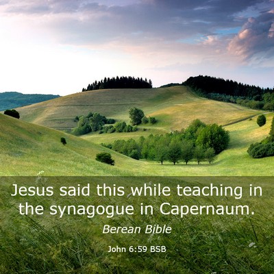 Picture 03 - John 6:59 BSB - Jesus said this while teaching in the synagogue - Bible Verse Picture