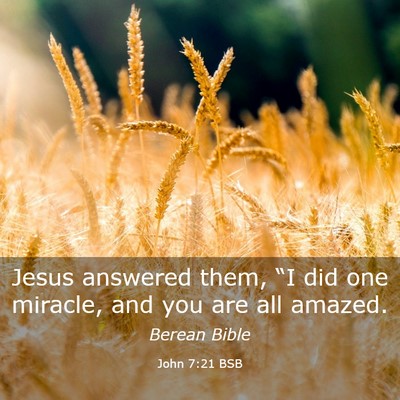 Picture 03 - John 7:21 BSB - Jesus answered them, “I did one miracle, and - Bible Verse Picture