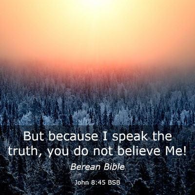 Picture 03 - John 8:45 BSB - But because I speak the truth, you do not believe - Bible Verse Picture