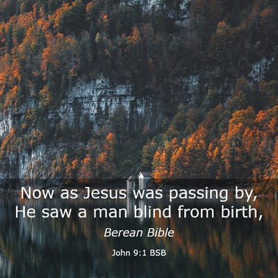 Picture 03 - John 9:1 BSB - Now as Jesus was passing by, He saw a man blind - Bible Verse Picture