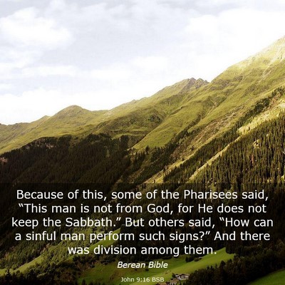 Picture 03 - John 9:16 BSB - Because of this, some of the Pharisees said, - Bible Verse Picture