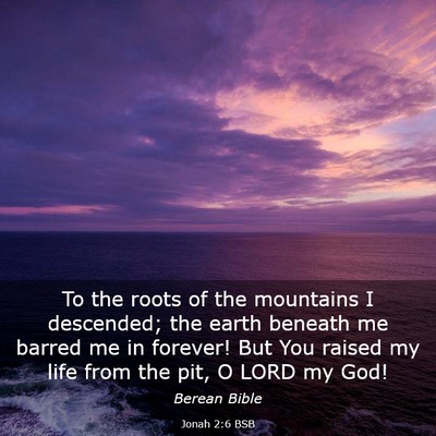 Picture 03 - Jonah 2:6 BSB - To the roots of the mountains I descended; the - Bible Verse Picture