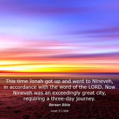 Picture 03 - Jonah 3:3 BSB - This time Jonah got up and went to Nineveh, in - Bible Verse Picture