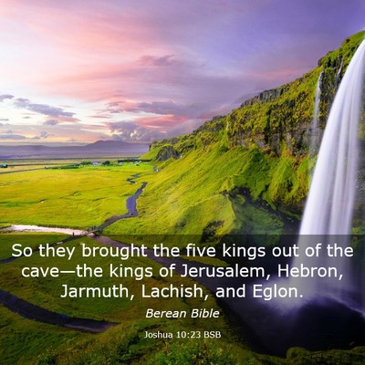Picture 03 - Joshua 10:23 BSB - So they brought the five kings out of the - Bible Verse Picture
