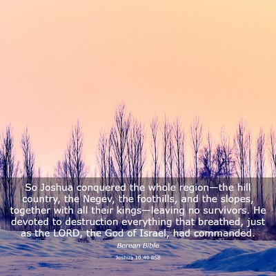 Picture 03 - Joshua 10:40 BSB - So Joshua conquered the whole region—the hill - Bible Verse Picture