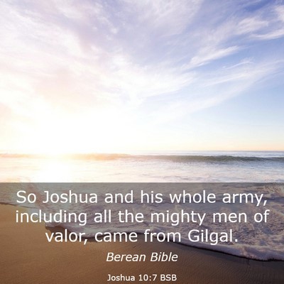 Picture 03 - Joshua 10:7 BSB - So Joshua and his whole army, including all the - Bible Verse Picture