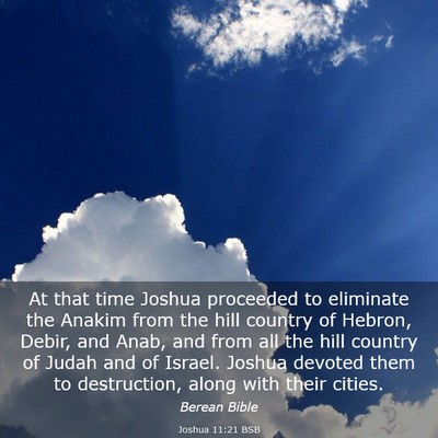 Picture 03 - Joshua 11:21 BSB - At that time Joshua proceeded to eliminate the - Bible Verse Picture