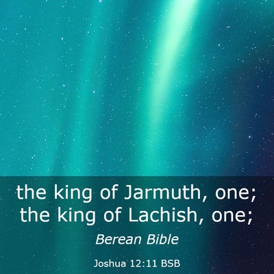 Picture 03 - Joshua 12:11 BSB - the king of Jarmuth, one; the king of Lachish, - Bible Verse Picture