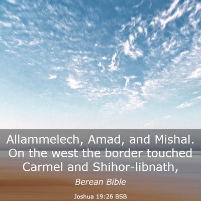 Picture 03 - Joshua 19:26 BSB - Allammelech, Amad, and Mishal. On the west the - Bible Verse Picture