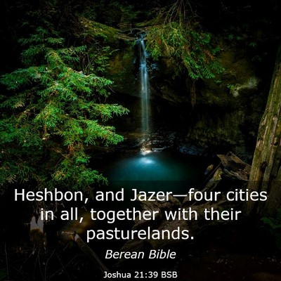 Picture 03 - Joshua 21:39 BSB - Heshbon, and Jazer—four cities in all, together - Bible Verse Picture