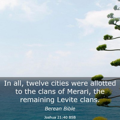 Picture 03 - Joshua 21:40 BSB - In all, twelve cities were allotted to the clans - Bible Verse Picture