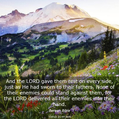 Picture 03 - Joshua 21:44 BSB - And the LORD gave them rest on every side, just - Bible Verse Picture
