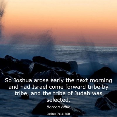 Picture 03 - Joshua 7:16 BSB - So Joshua arose early the next morning and had - Bible Verse Picture