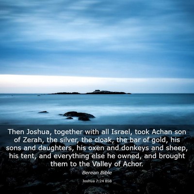 Picture 03 - Joshua 7:24 BSB - Then Joshua, together with all Israel, took Achan - Bible Verse Picture