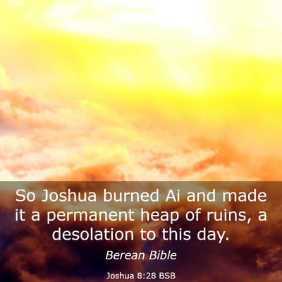 Picture 03 - Joshua 8:28 BSB - So Joshua burned Ai and made it a permanent heap - Bible Verse Picture