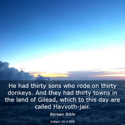 Picture 03 - Judges 10:4 BSB - He had thirty sons who rode on thirty donkeys. - Bible Verse Picture