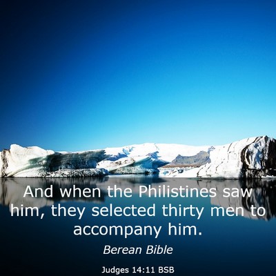 Picture 03 - Judges 14:11 BSB - And when the Philistines saw him, they selected - Bible Verse Picture