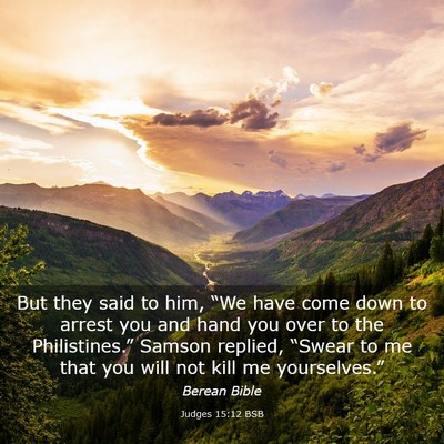 Picture 03 - Judges 15:12 BSB - But they said to him, “We have come down to - Bible Verse Picture