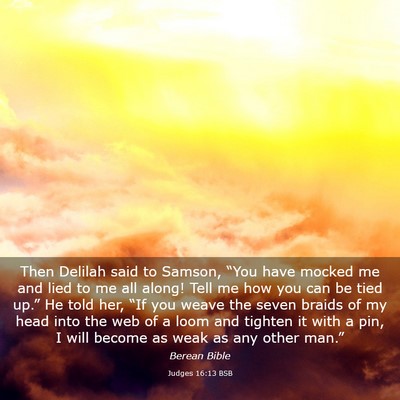 Picture 03 - Judges 16:13 BSB - Then Delilah said to Samson, “You have mocked - Bible Verse Picture