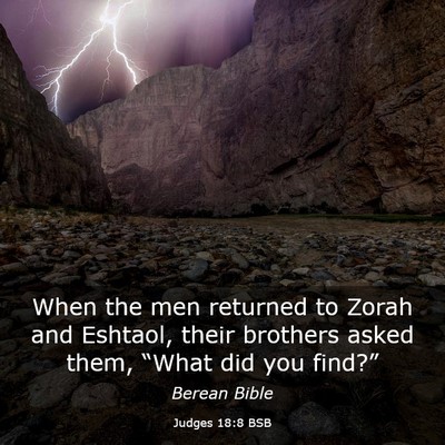 Picture 03 - Judges 18:8 BSB - When the men returned to Zorah and Eshtaol, their - Bible Verse Picture