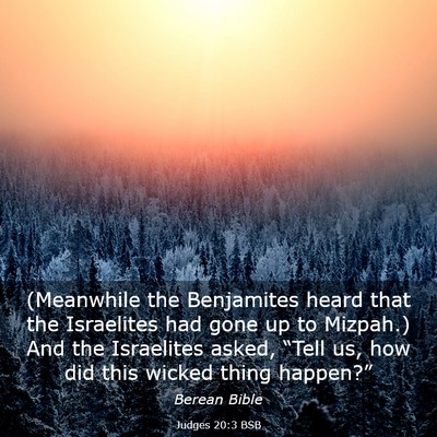 Picture 03 - Judges 20:3 BSB - (Meanwhile the Benjamites heard that the - Bible Verse Picture