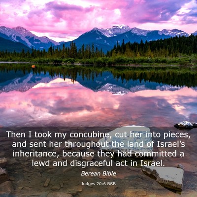 Picture 03 - Judges 20:6 BSB - Then I took my concubine, cut her into pieces, - Bible Verse Picture