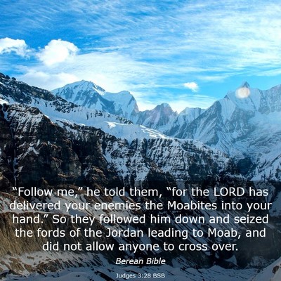 Picture 03 - Judges 3:28 BSB - “Follow me,” he told them, “for the LORD - Bible Verse Picture