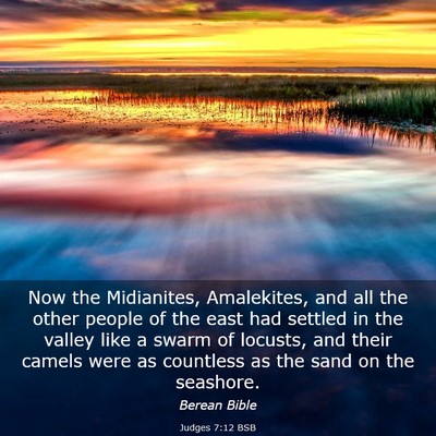 Picture 03 - Judges 7:12 BSB - Now the Midianites, Amalekites, and all the other - Bible Verse Picture