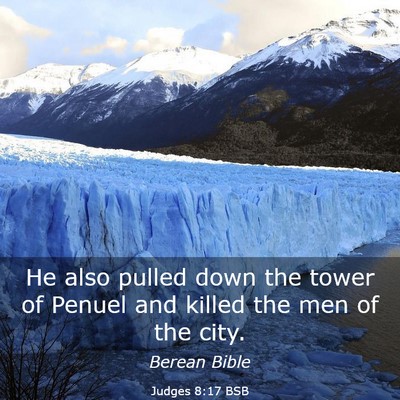 Picture 03 - Judges 8:17 BSB - He also pulled down the tower of Penuel and - Bible Verse Picture
