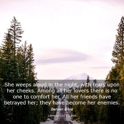 Picture 03 - Lamentations 1:2 BSB - She weeps aloud in the night, with tears upon her - Bible Verse Picture