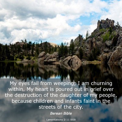 Picture 03 - Lamentations 2:11 BSB - My eyes fail from weeping; I am churning within. - Bible Verse Picture