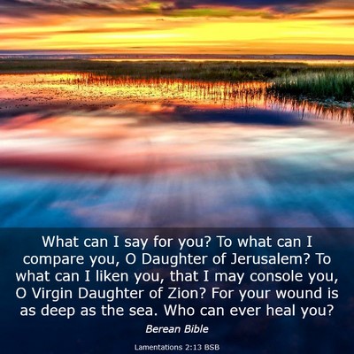 Picture 03 - Lamentations 2:13 BSB - What can I say for you? To what can I compare - Bible Verse Picture